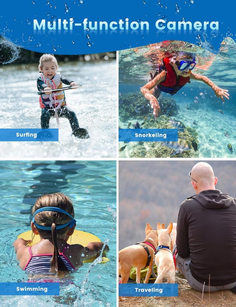 16FT Underwater Camera, 30MP Waterproof Digital Camera with 32G Card and Floating Strap, 18X Zoom Rechargeable Point and Shoot Camera for Snorkeling Swimming - Image 5