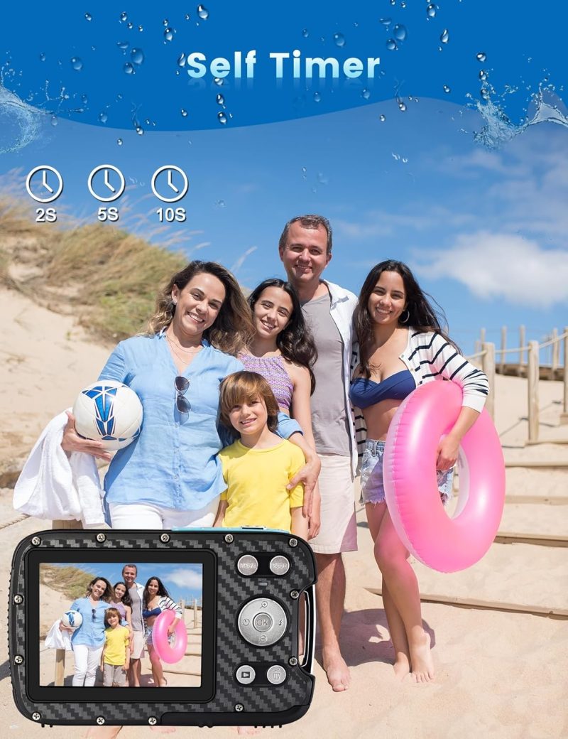 16FT Underwater Camera, 30MP Waterproof Digital Camera with 32G Card and Floating Strap, 18X Zoom Rechargeable Point and Shoot Camera for Snorkeling Swimming - Image 10